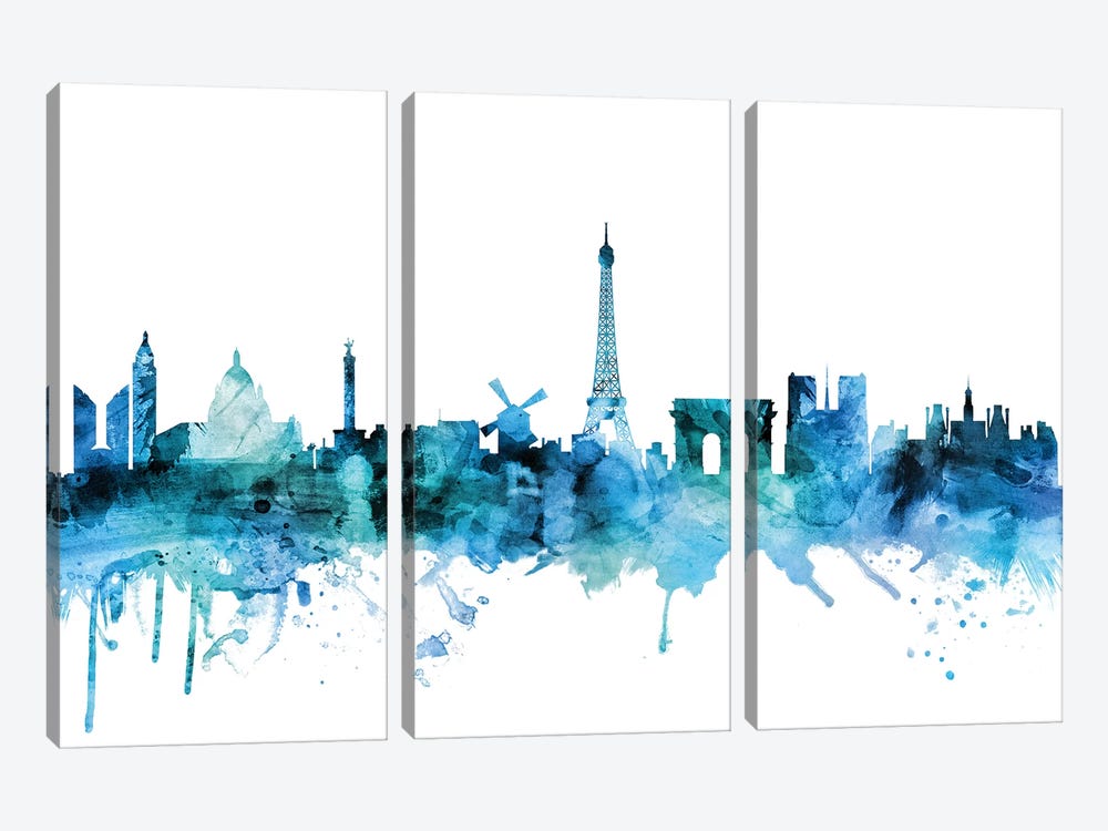 Paris, France Skyline by Michael Tompsett 3-piece Canvas Art Print