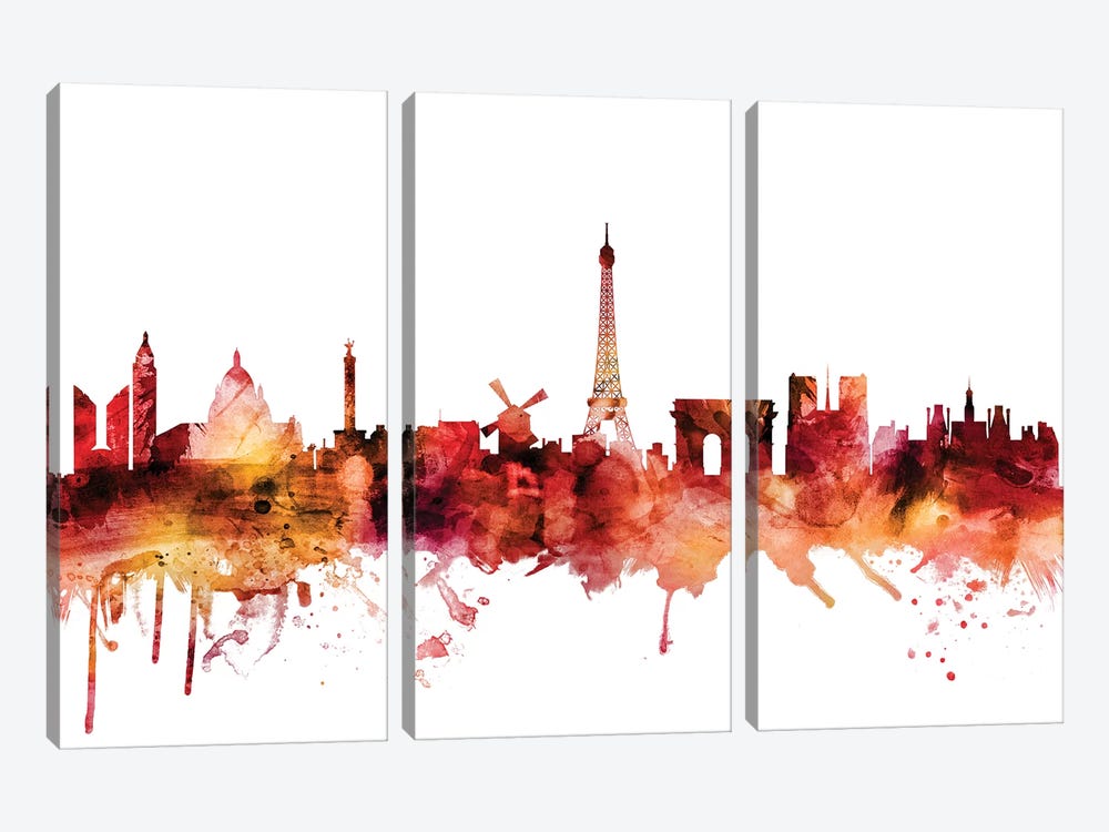 Paris, France Skyline by Michael Tompsett 3-piece Canvas Wall Art
