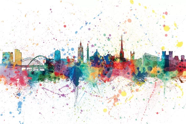 England: Rainbow Splash Skyline Of Newcastle, England, United Kingdom by Michael Tompsett