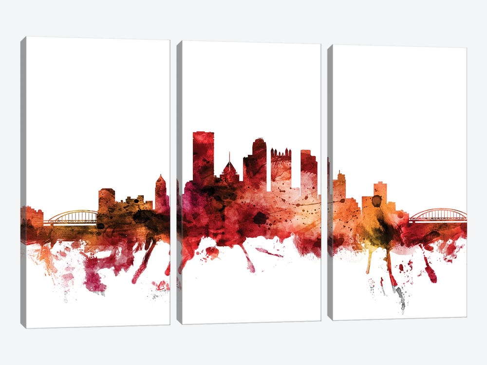 Pittsburgh, Pennsylvania Skyline by Michael Tompsett 3-piece Canvas Artwork