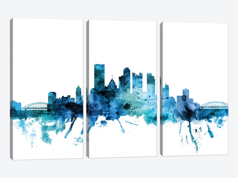 Pittsburgh, Pennsylvania Skyline by Michael Tompsett 3-piece Canvas Art Print