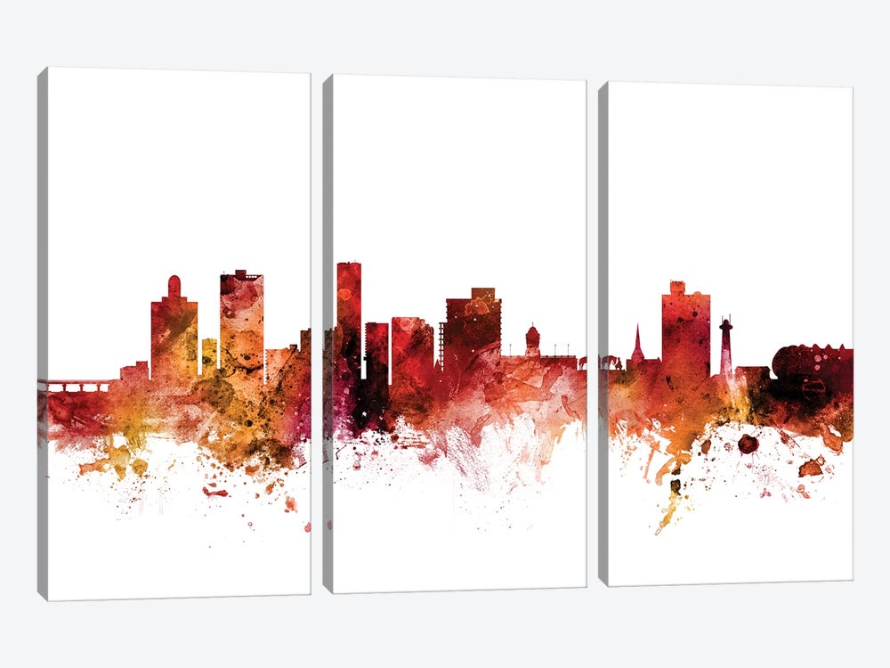 Port Elizabeth, South Africa Skyline by Michael Tompsett 3-piece Canvas Artwork