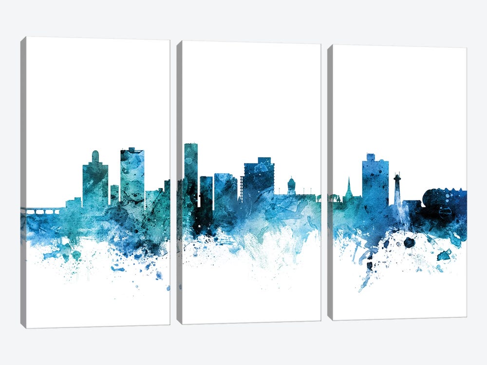 Port Elizabeth, South Africa Skyline by Michael Tompsett 3-piece Canvas Art Print