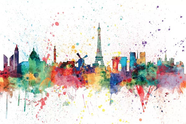 Michael Tompsett: Rainbow Splash Skyline Of Paris, France by Michael Tompsett