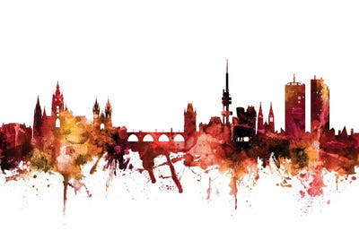 Rusted Prague (Praha), Czech Republic Skyline by Michael Tompsett framed canvas print