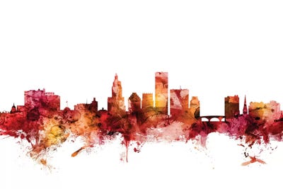 Rusted Providence, Rhode Island Skyline by Michael Tompsett art print