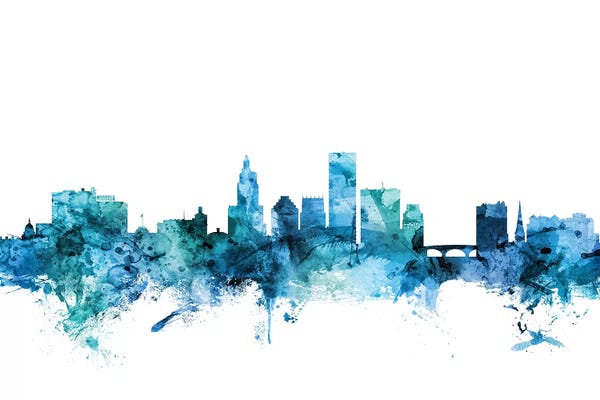 Blue Providence, Rhode Island Skyline