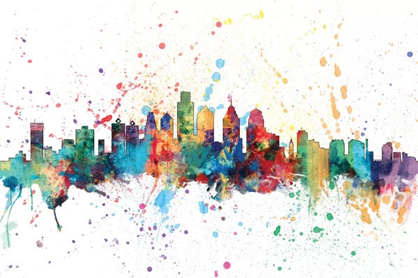 Michael Tompsett: Rainbow Splash Skyline Of Philadelphia, Pennsylvania, USA by Michael Tompsett