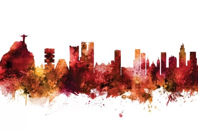 Rusted Rio de Janeiro, Brazil Skyline by Michael Tompsett art print