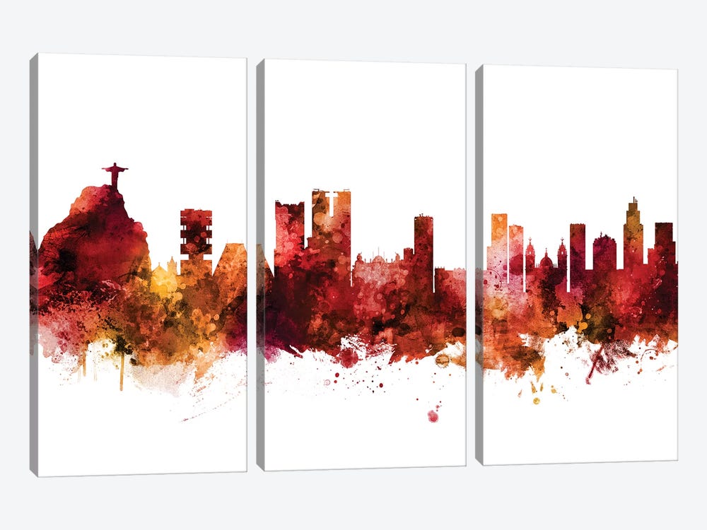Rio de Janeiro, Brazil Skyline by Michael Tompsett 3-piece Canvas Print