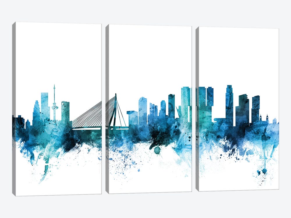 Rotterdam, The Netherlands Skyline by Michael Tompsett 3-piece Canvas Wall Art