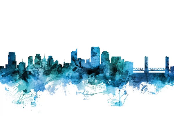 Sacramento: Blue Sacramento, California Skyline by Michael Tompsett