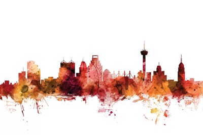 Rusted San Antonio, Texas Skyline by Michael Tompsett canvas print