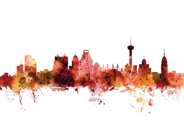 San Antonio: Rusted San Antonio, Texas Skyline by Michael Tompsett