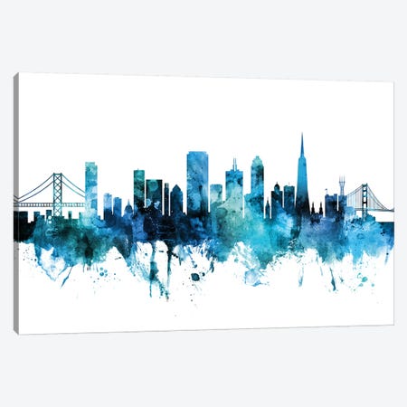 San Francisco, California Skyline Canvas Print #MTO1572} by Michael Tompsett Canvas Artwork
