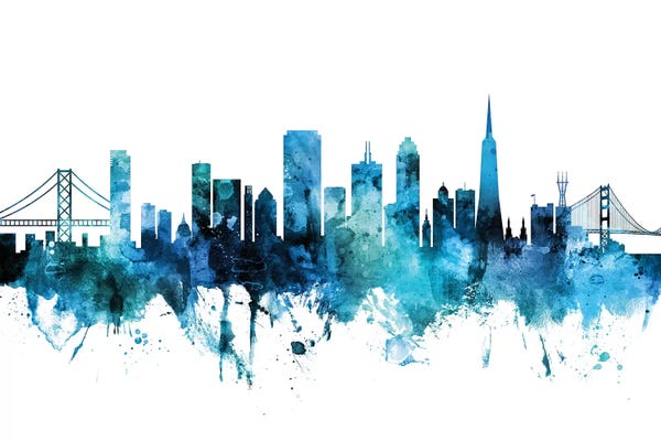 San Francisco: Blue San Francisco, California Skyline by Michael Tompsett