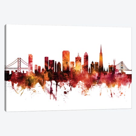San Francisco, California Skyline Canvas Print #MTO1573} by Michael Tompsett Canvas Artwork