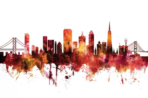 San Francisco Skylines: Rusted San Francisco, California Skyline by Michael Tompsett