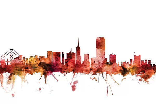 San Francisco Skylines: Rusted San Francisco, California Skyline by Michael Tompsett