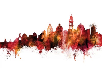 Rusted Santorini Skyline by Michael Tompsett art print