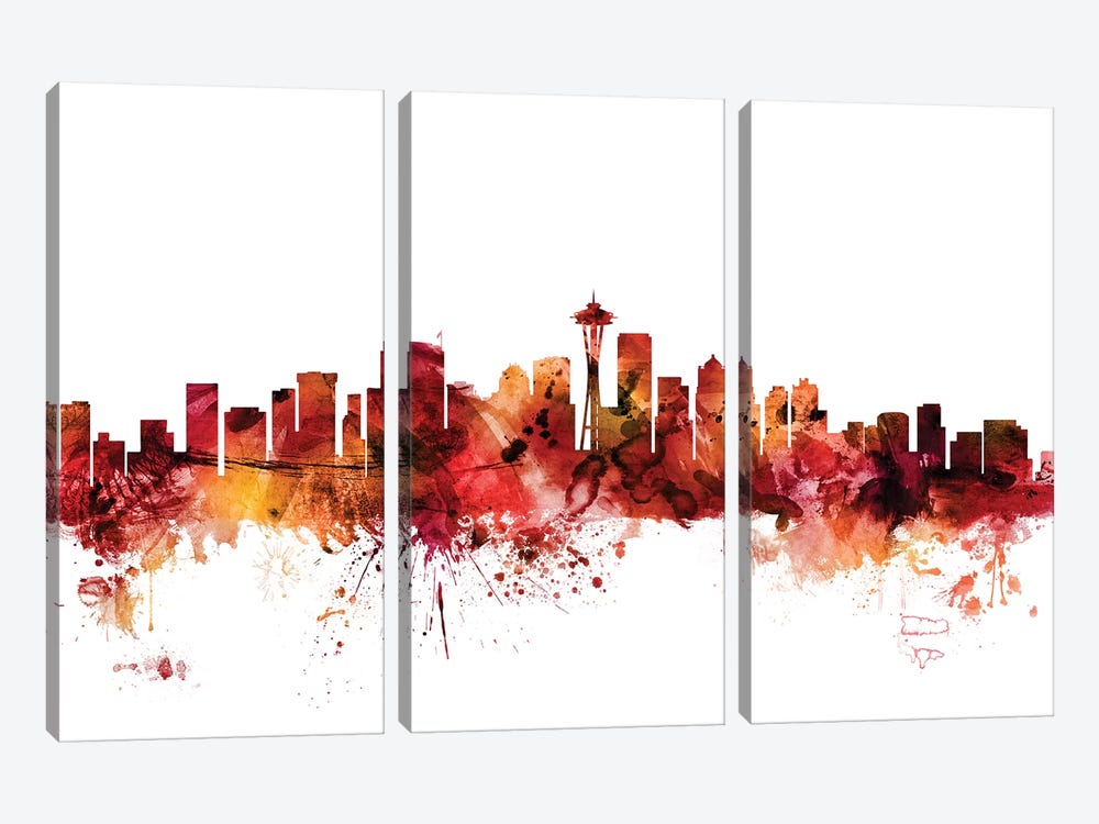 Seattle, Washington Skyline by Michael Tompsett 3-piece Canvas Artwork