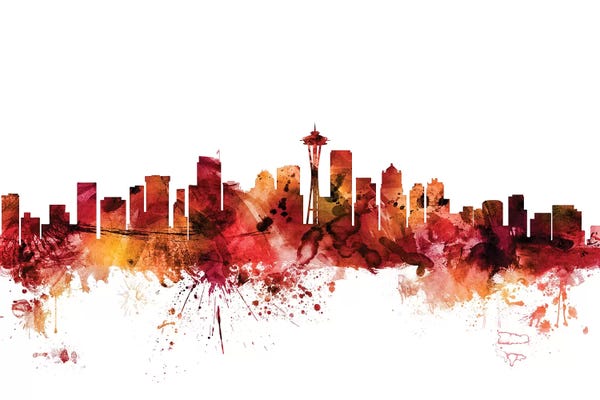 Seattle Skylines: Rusted Seattle, Washington Skyline by Michael Tompsett