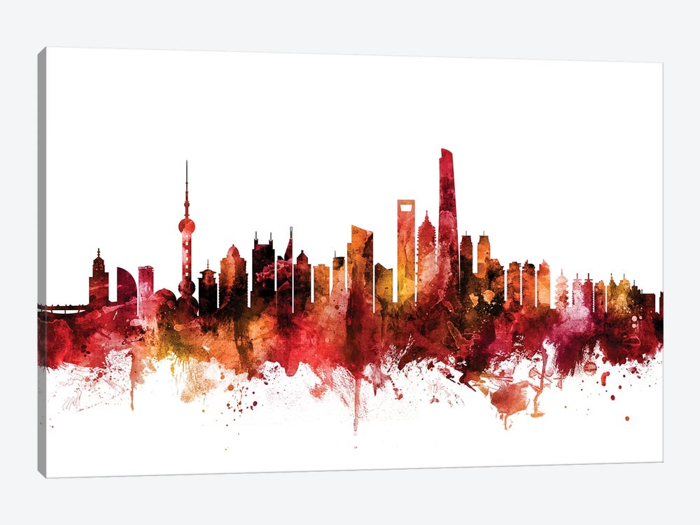 Shanghai, China Skyline by Michael Tompsett 1-piece Canvas Print