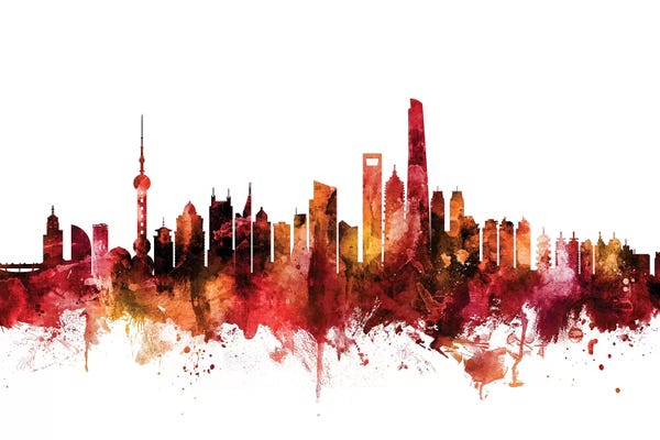 Shanghai: Rusted Shanghai, China Skyline by Michael Tompsett