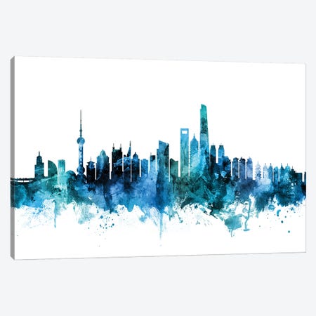 Shanghai, China Skyline Canvas Print #MTO1585} by Michael Tompsett Canvas Artwork