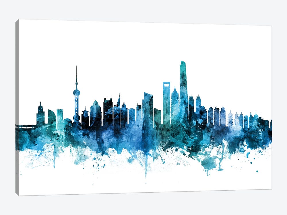 Shanghai, China Skyline by Michael Tompsett 1-piece Canvas Art