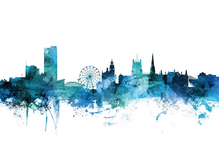 Blue Sheffield, England Skyline by Michael Tompsett wall art