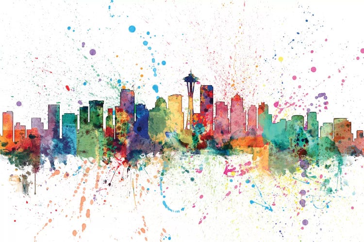 Rainbow Splash Skyline Of Seattle, Washington, USA