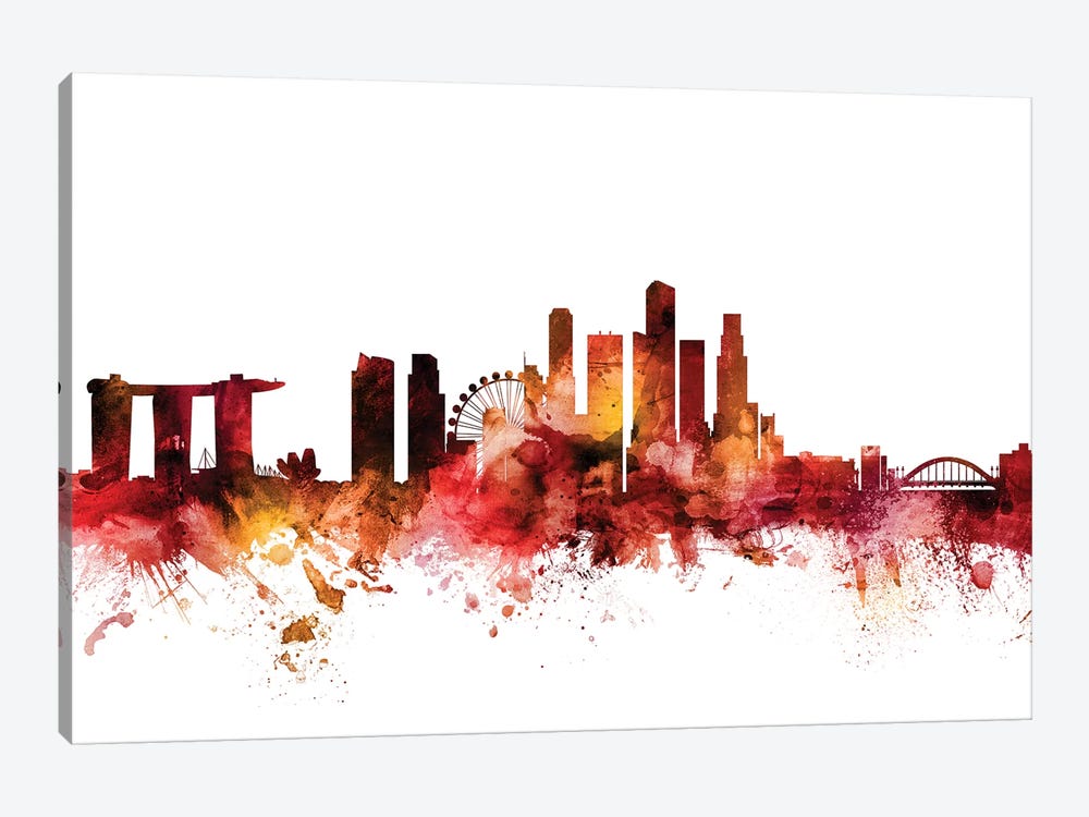 Singapore Skyline by Michael Tompsett 1-piece Canvas Wall Art