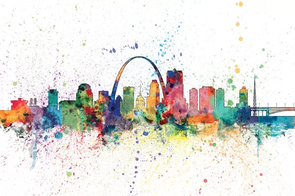 Michael Tompsett: Rainbow Splash Skyline Of St. Louis, Missouri, USA by Michael Tompsett
