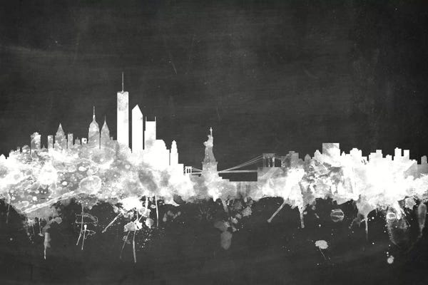 Michael Tompsett: Blackboard Skyline Of  New York City, New York, USA by Michael Tompsett