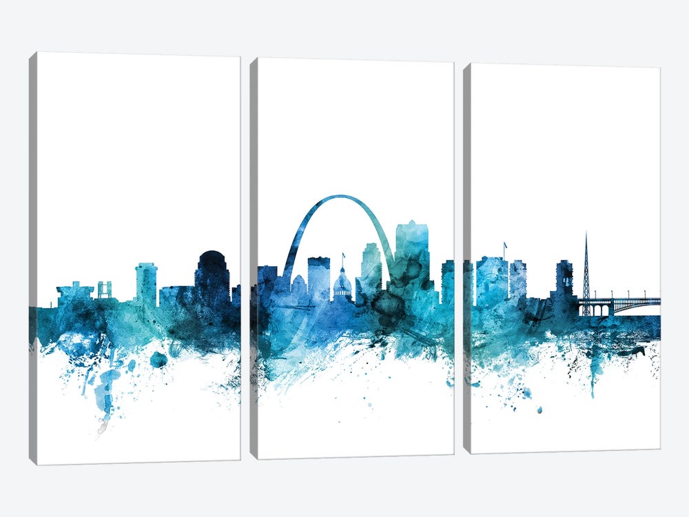 St. Louis, Missouri Skyline by Michael Tompsett 3-piece Canvas Wall Art