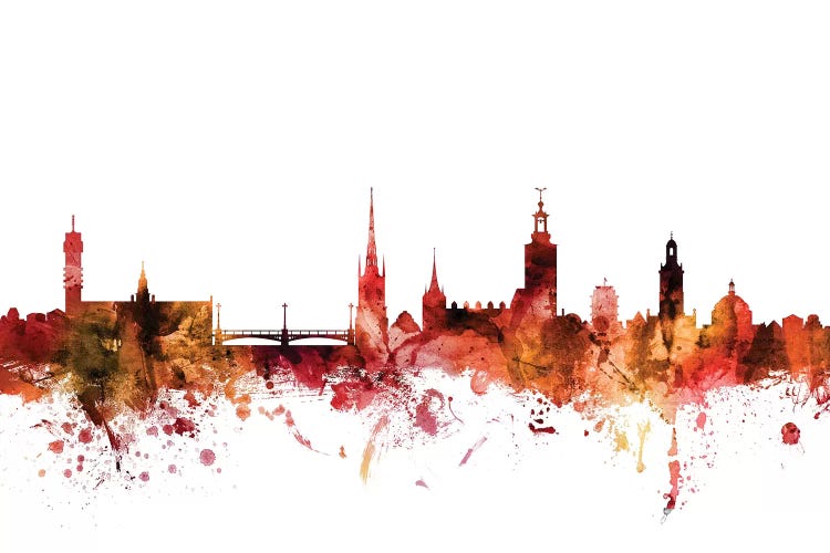 Rusted Stockholm, Sweden Skyline by Michael Tompsett wall art