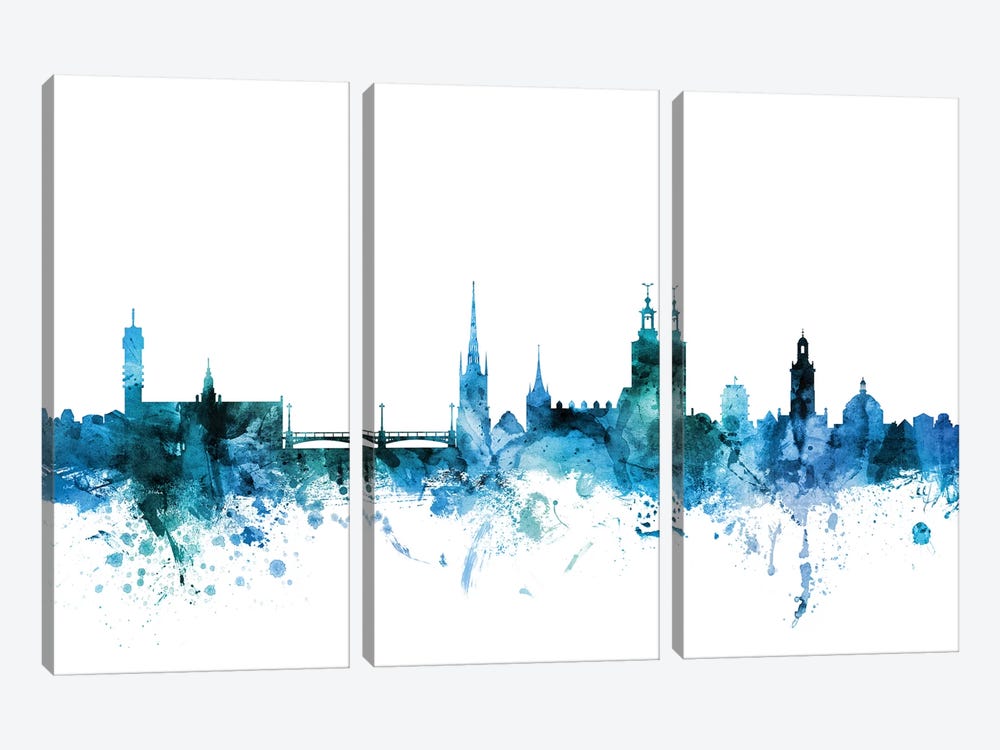 Stockholm, Sweden Skyline by Michael Tompsett 3-piece Canvas Art