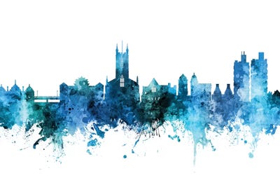 Blue Stoke On Trent, England Skyline by Michael Tompsett canvas print