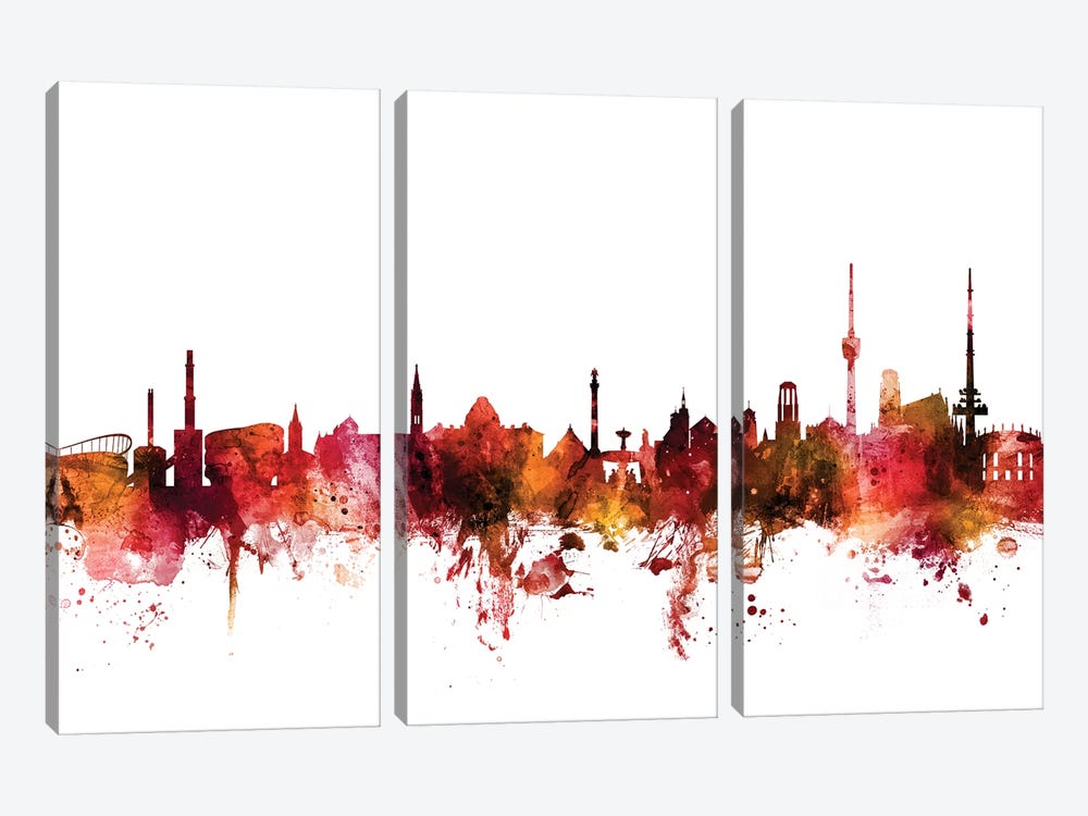 Stuttgart, Germany Skyline by Michael Tompsett 3-piece Canvas Art Print