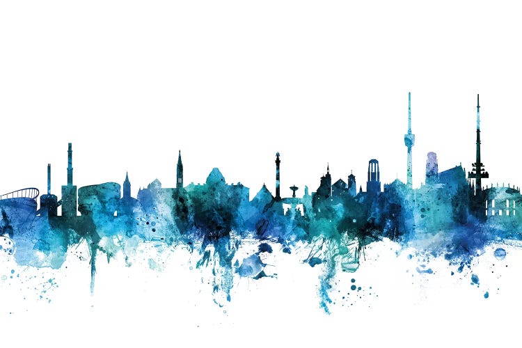 Blue Stuttgart, Germany Skyline by Michael Tompsett wall art