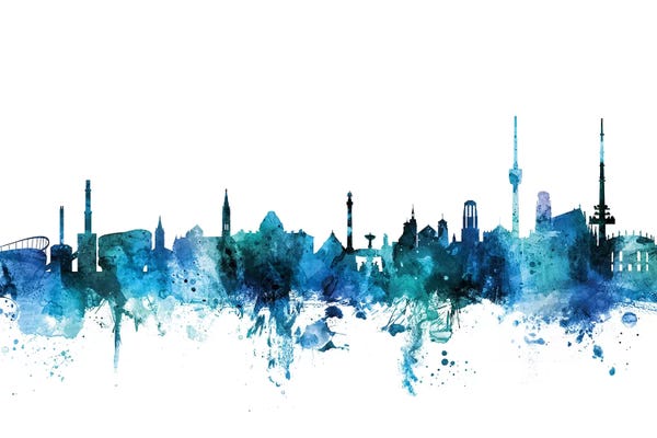 Baden-Wurttemberg: Blue Stuttgart, Germany Skyline by Michael Tompsett