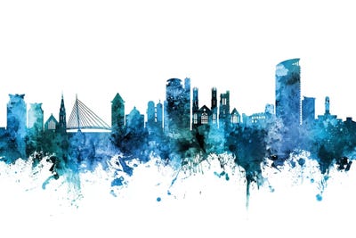 Blue Swansea, Wales Skyline by Michael Tompsett art print