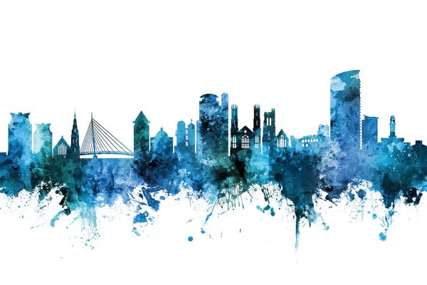 Blue Swansea, Wales Skyline