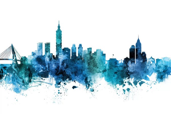 Taiwan: Blue Taipei, Taiwan Skyline by Michael Tompsett