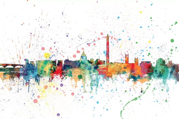 Michael Tompsett: Rainbow Splash Skyline Of Washington, D.C., USA by Michael Tompsett