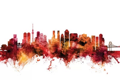 Rusted Tokyo, Japan Skyline by Michael Tompsett metal wall art