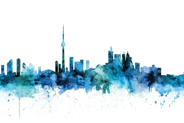 Ontario: Blue Toronto, Canada Skyline by Michael Tompsett