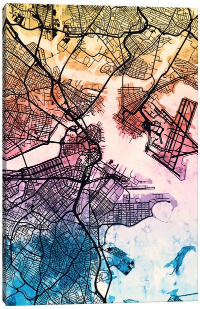 Boston, Massachusetts, USA Canvas Art Print - Abstract Maps Art