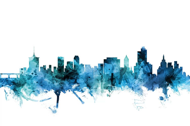 Blue Tulsa, Oklahoma Skyline by Michael Tompsett wall art